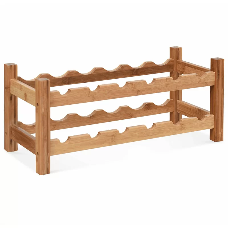 Solid Wood Tabletop Wine Bottle Rack isometric png