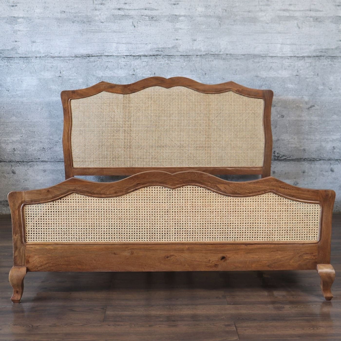 Solid wood & Cane Antique design Bed actual image