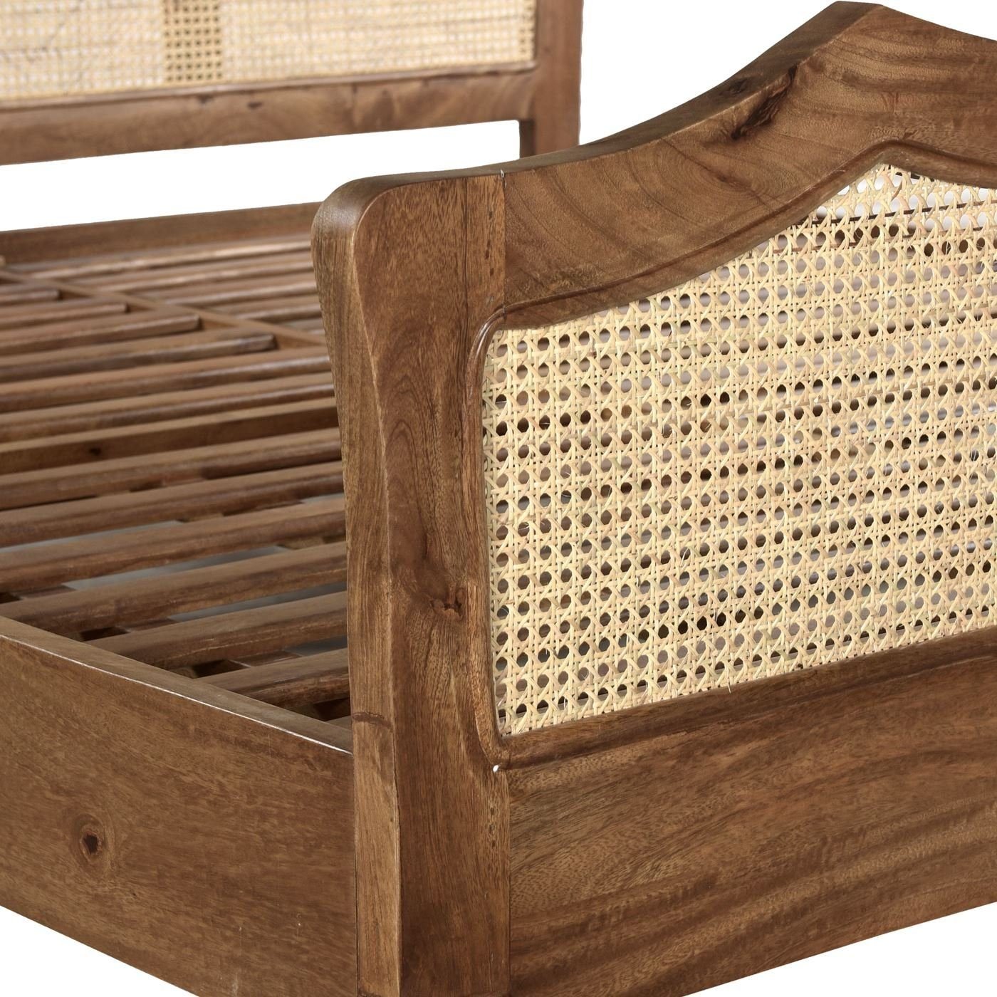 Solid wood & Cane Antique design Bed closeup view