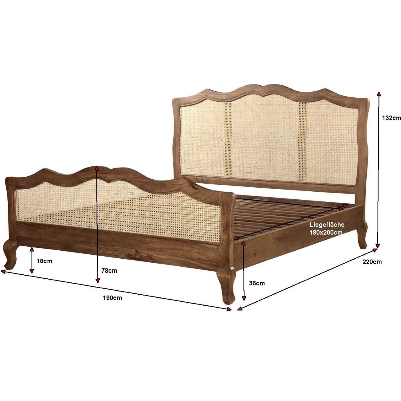 Solid wood & Cane Antique design Bed with dimentions
