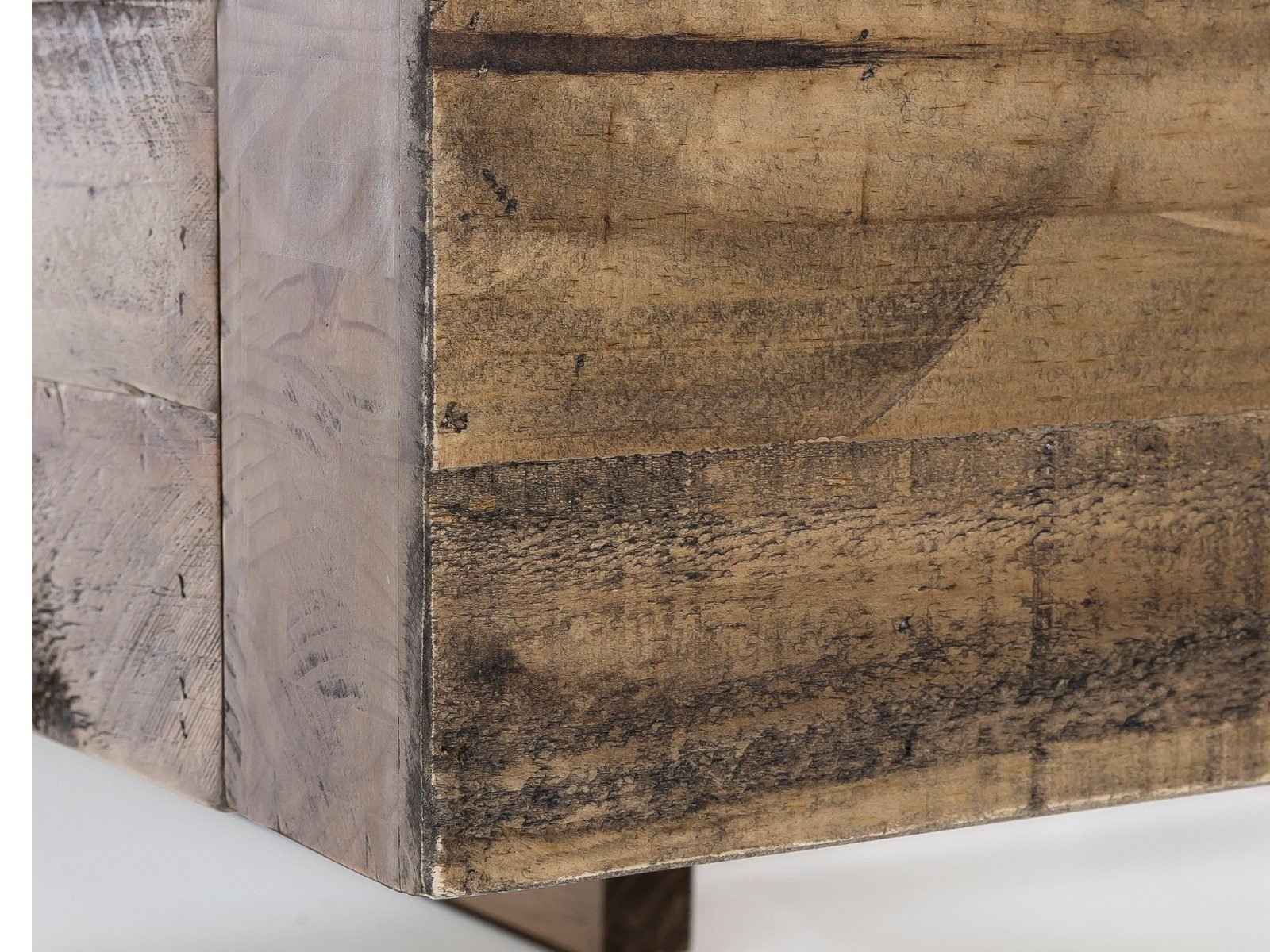 Solid wood bed Marton of rustic pine wood closeup view