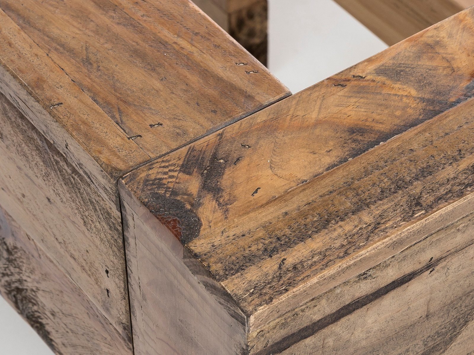 Solid wood bed Marton of rustic pine wood joinery detail