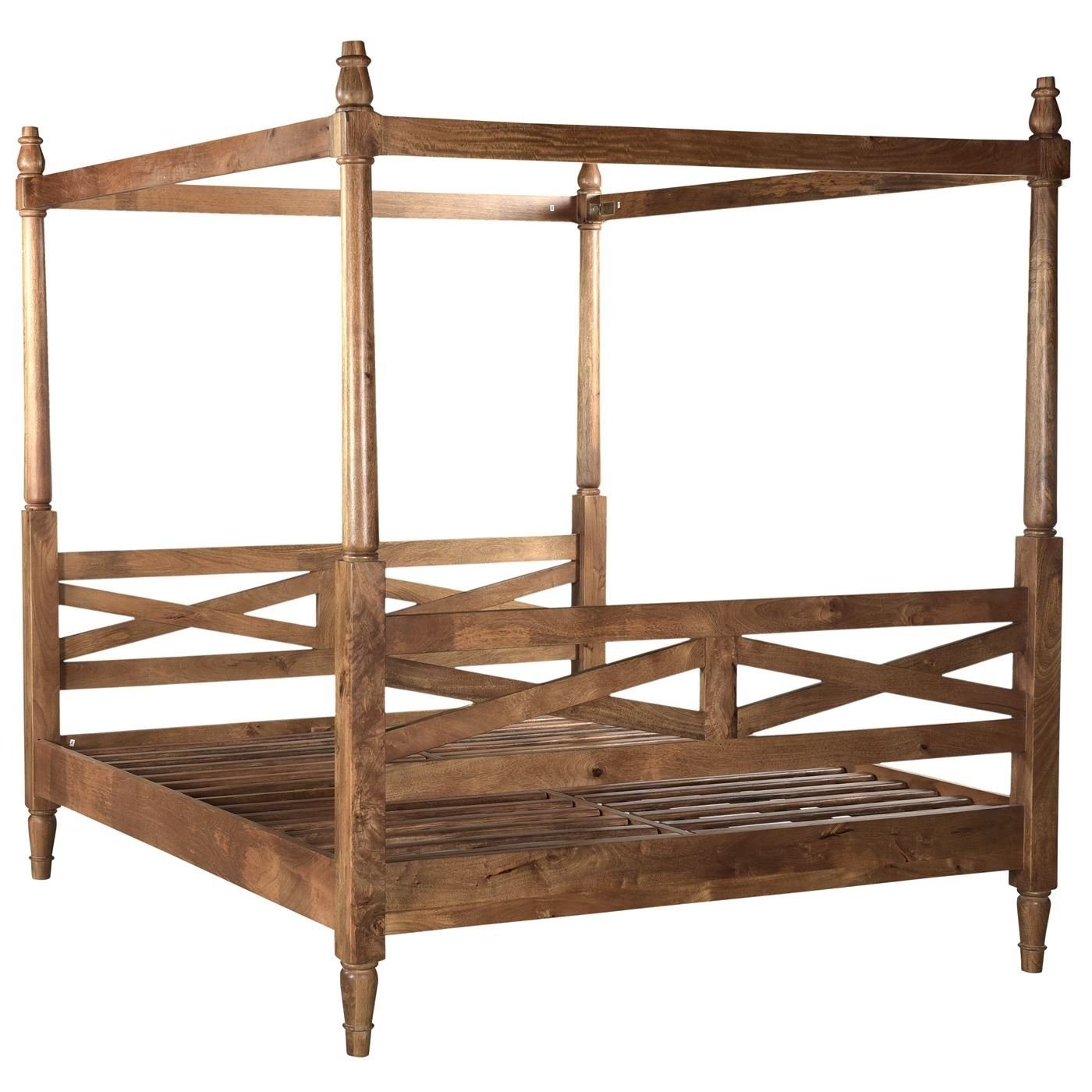 Solid wood bed canopy bed isometric view