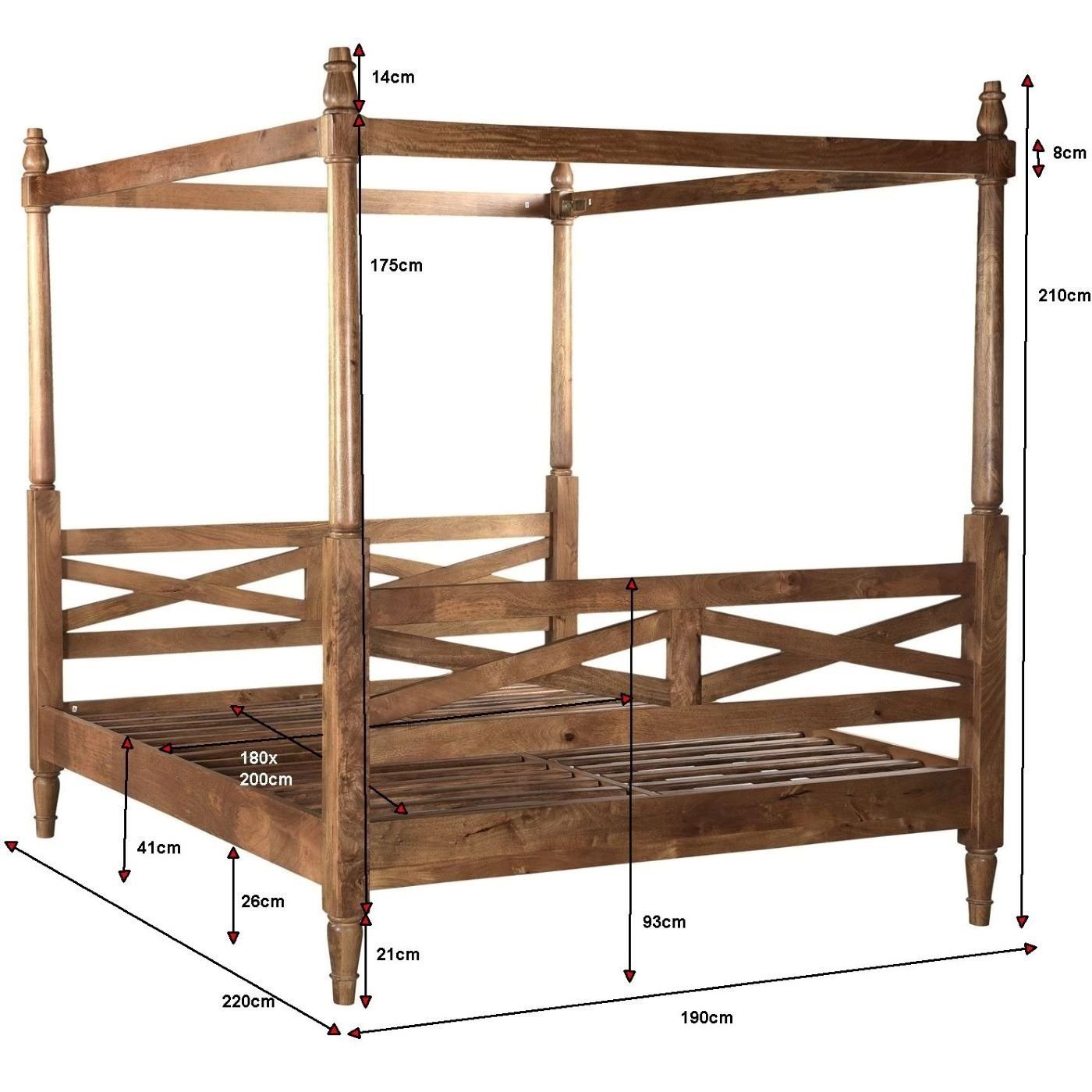 Solid wood bed canopy bed with dimentions