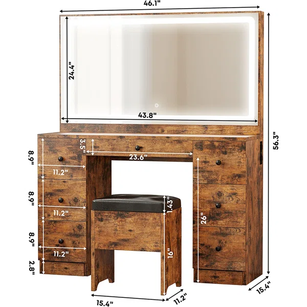 Vanity Rustic Brown dimensions