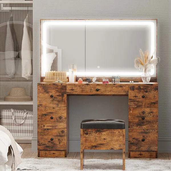 Vanity Rustic Brown in bedroom