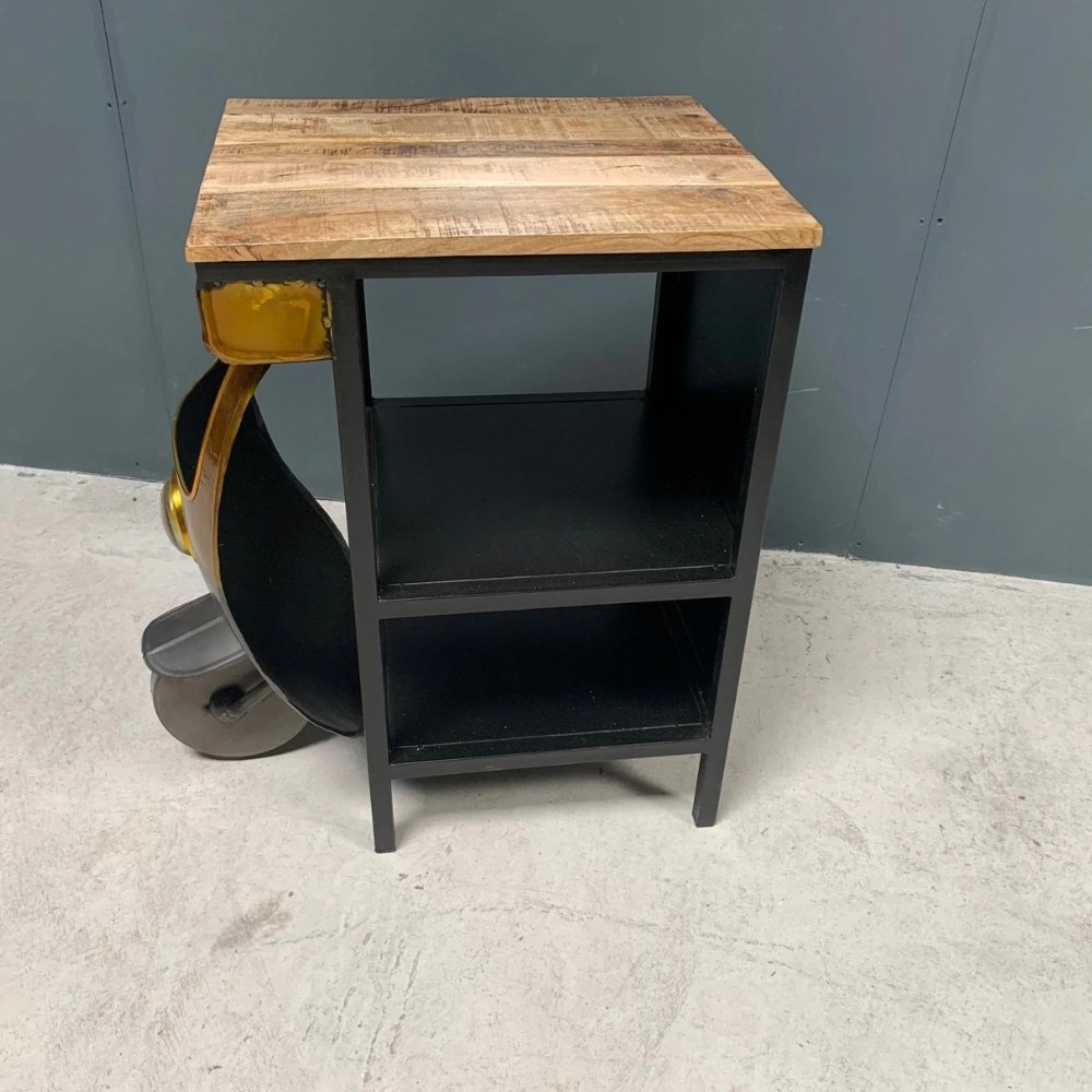 Vintage Industrial Style Indian Tuk Tuk Side Table side view