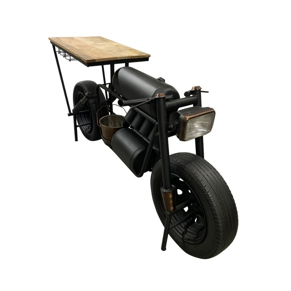Vintage Motorcycle Antique Wine Rack front angle view png