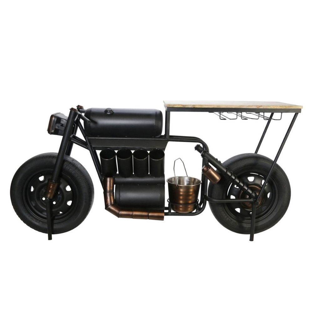 Vintage Motorcycle Antique Wine Rack side view png