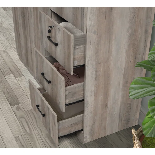 Wood Armoire all drawers open