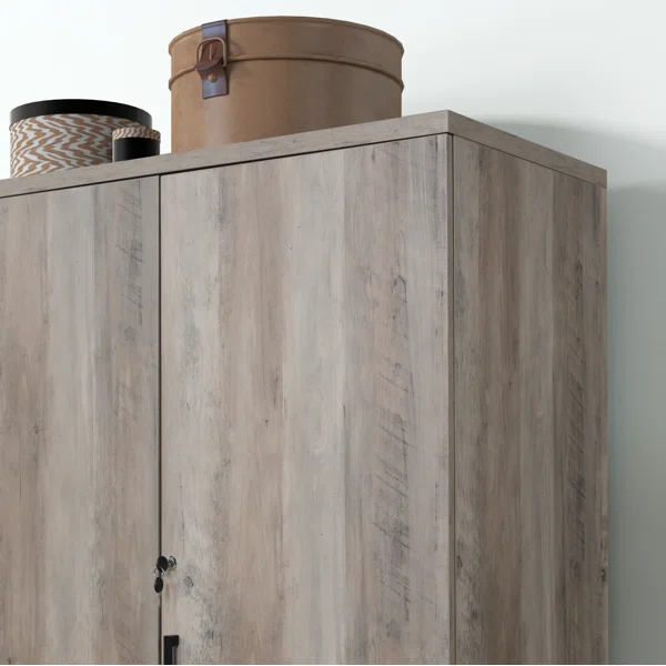 Wood Armoire closeup top